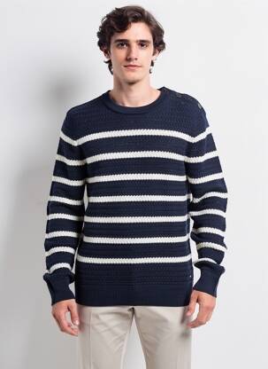 Pull col rond manches longues bleu TOMMY HILFIGER homme