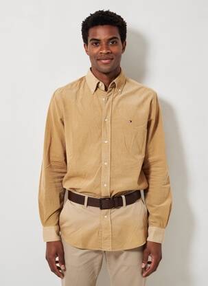 Chemise manches longues coupe droite marron TOMMY HILFIGER homme