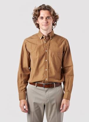 Chemise manches longues coupe droite marron EDEN PARK homme