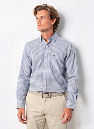 Chemise manches longues imprimé fantaisie bleu SERGE BLANCO homme