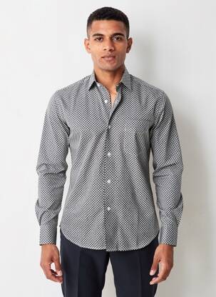 Chemise manches longues imprimé fantaisie noir EDEN PARK homme