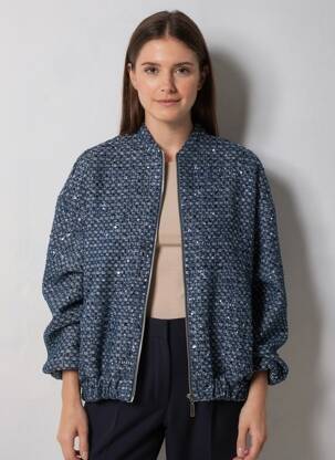Veste casual col rond bleu L'ESSENTIEL femme