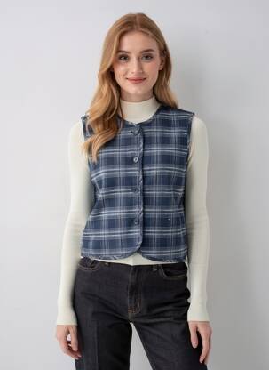 Veste casual col rond bleu LA PETITE ETOILE femme