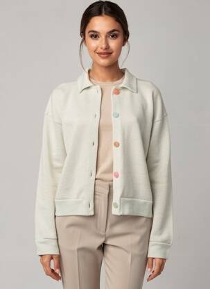 Gilet manches longues fermeture boutonnée sur le devant beige GRAINE femme