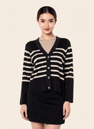 Gilet manches longues fermeture boutonnée sur le devant noir OBJECT femme