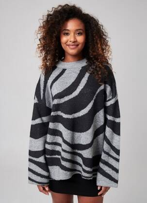 Pull coupe droite manches longues gris OBJECT femme