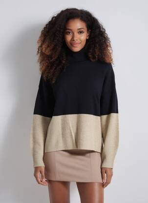 Pull coupe droite manches longues noir VILA femme