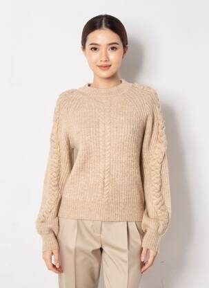 Pull coupe cintrée manches longues marron OBJECT femme
