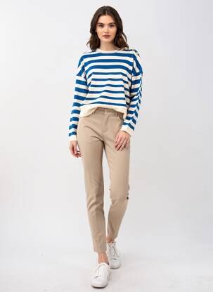 Pull coupe droite manches longues blanc LEON & HARPER femme