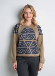 Sweat-shirt broderie manches longues marron LEON & HARPER femme