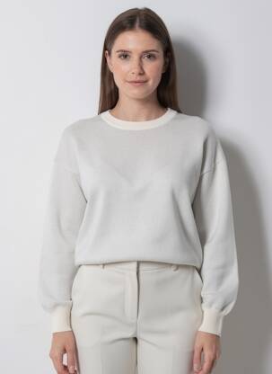 Pull coupe droite manches longues beige THINKING MU femme