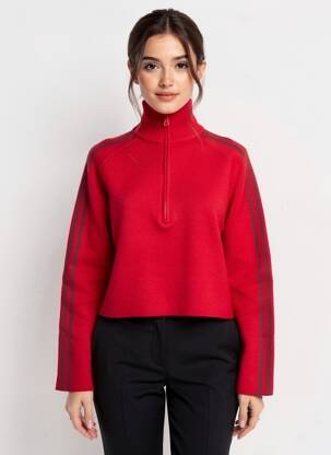 Pull coupe cintrée manches longues rouge KARMA KOMA femme