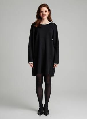 Robe pull stretch manches longues noir ICHI femme