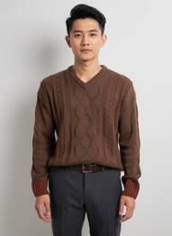 Pull col v manches longues marron SCOTCH & SODA homme