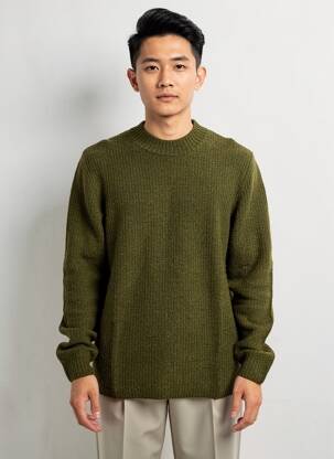 Pull col rond manches longues vert DSTREZZED homme
