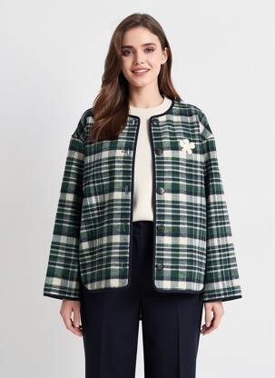 Veste casual col rond vert ICHI femme