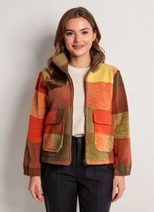 Veste casual coupe droite orange THINKING MU femme