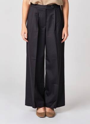 Pantalon large tissage popeline taille haute noir GRACE & MILA femme