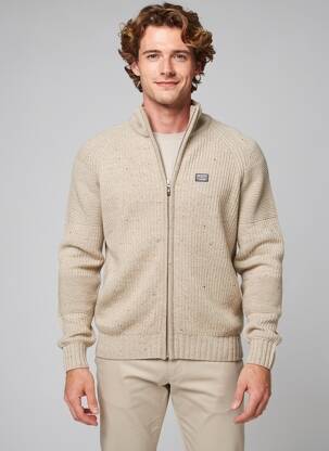 Gilet manches longues tissage chiné beige NEW ZEALAND AUCKLAND homme