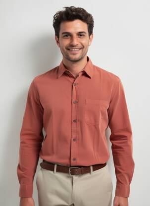 Chemise manches longues coupe droite orange STRELLSON homme