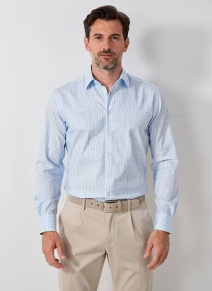 Chemise manches longues imprimé fantaisie bleu DESOTO homme