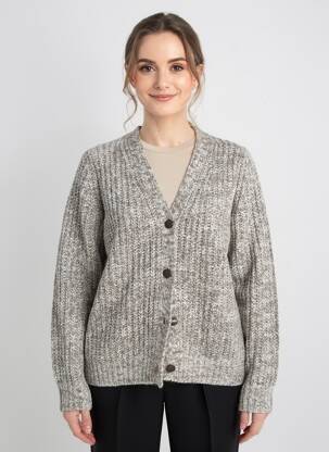 Gilet manches longues coupe cintrée gris fonce CECIL femme