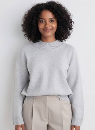 Pull tissage chiné manches longues gris CECIL femme