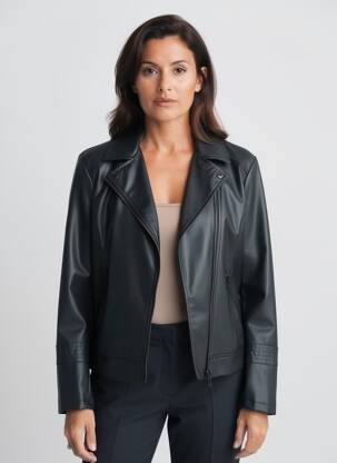 Veste simili cuir coupe cintrée noir CECIL femme