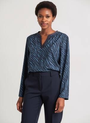 Blouse tissage popeline manches longues bleu CECIL femme