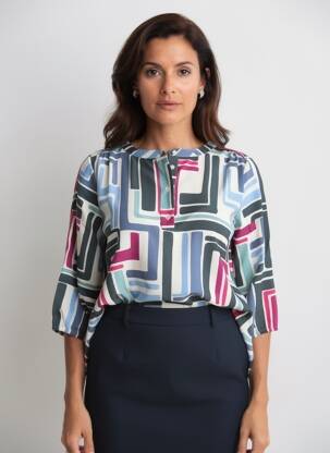Blouse tissage popeline manches 3/4 bleu CECIL femme
