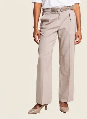 Pantalon droit tissage popeline taille haute beige BETTY BARCLAY femme