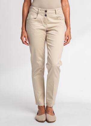 Pantalon slim tissage popeline taille normale beige CECIL femme