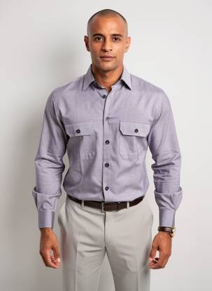 Chemise manches longues coupe droite gris DESOTO homme