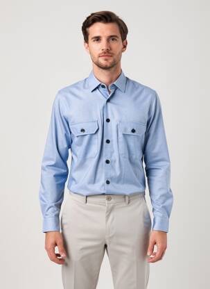 Chemise manches longues coupe droite bleu clair DESOTO homme