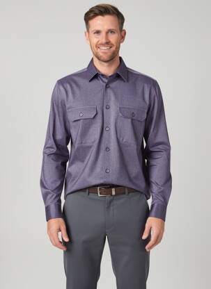 Chemise manches longues coupe droite gris fonce DESOTO homme
