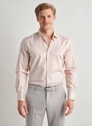 Chemise manches longues coupe droite beige DESOTO homme