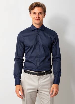 Chemise manches longues coupe droite bleu DESOTO homme