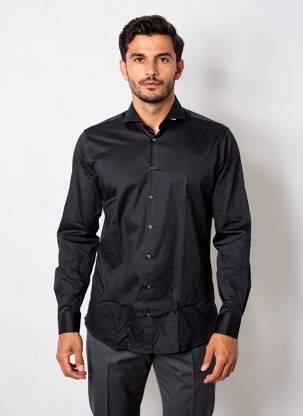 Chemise manches longues coupe droite noir DESOTO homme