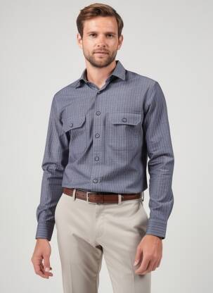 Chemise manches longues imprimé fantaisie gris DESOTO homme