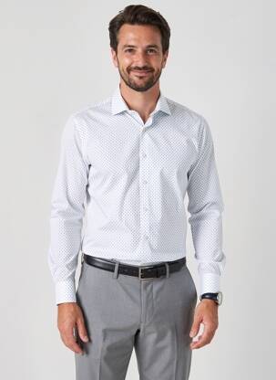 Chemise manches longues imprimé fantaisie blanc DESOTO homme