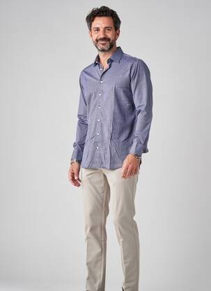 Chemise manches longues imprimé fantaisie bleu DESOTO homme