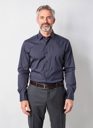 Chemise manches longues imprimé fantaisie bleu fonce DESOTO homme