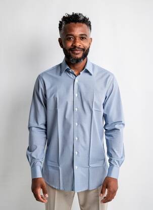 Chemise manches longues imprimé fantaisie bleu DESOTO homme