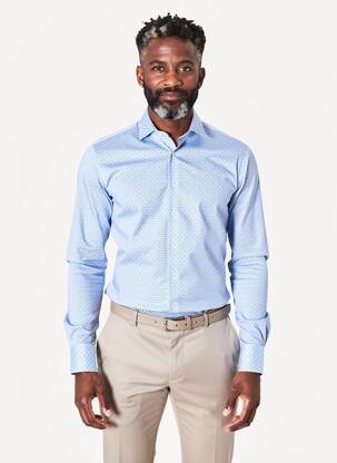 Chemise manches longues imprimé fantaisie bleu DESOTO homme