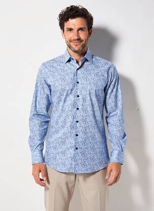 Chemise manches longues imprimé fantaisie bleu DESOTO homme