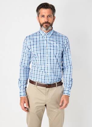 Chemise manches longues imprimé fantaisie bleu DESOTO homme