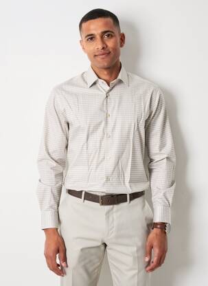 Chemise manches longues imprimé fantaisie beige DESOTO homme
