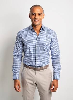 Chemise manches longues imprimé fantaisie bleu DESOTO homme