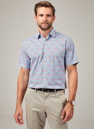 Chemise manches courtes imprimé fantaisie bleu DESOTO homme