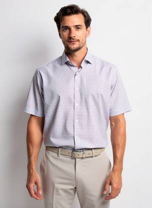 Chemise manches courtes imprimé fantaisie bleu DESOTO homme